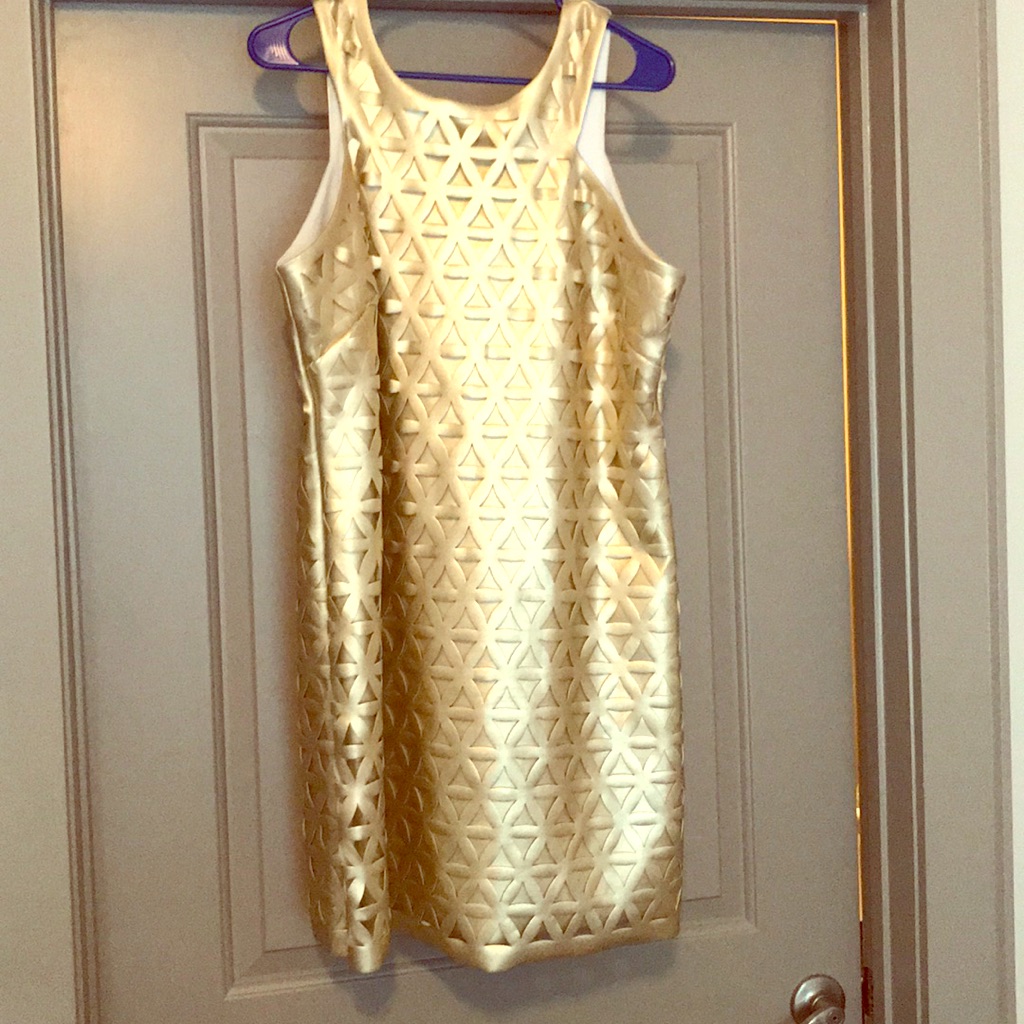 Lilly Pulitzer Gold Textured Sleeveless Shift Dress